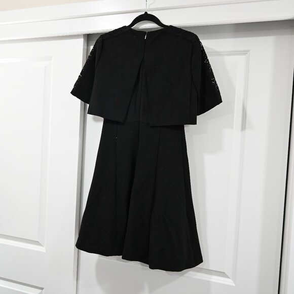 Rebecca Taylor Size 8 Black Fit and Flare V-Neck Ponte Dress - Picture 3 of 10
